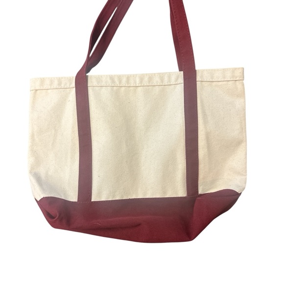 Harvard  University Cream and Red Canvas Tote Bag with Double Strap Handles. - Picture 2 of 3